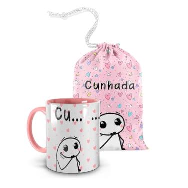 Imagem de Caneca Rosa Flork - Cunhada, você merece o mundo + saquinho