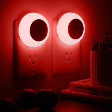 Imagem de fesnne Luz Noturna Fesnne, Luzes De Parede, Sensor Anoitecer Ao Amanhecer, Led Vermelha 0,5 W, Pacote Com 2 Noturnas Para Adultos, Quarto, Banheiro, Corredor, Cozinha