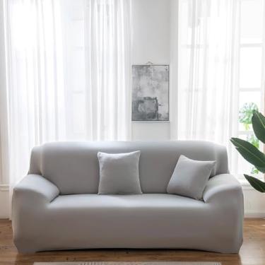 Imagem de KAIJIE 1 capa de sofá jacquard para sala de estar de 4 lugares, capa de sofá de alta elasticidade, para animais de estimação, antiderrapante e espessa, protetor de móveis (cinza claro)