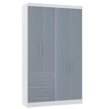 Imagem de Guarda-roupa Modulado 134,5cm 4 Portas 4 Gavetas Alpes Luciane, Branco