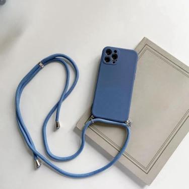 Imagem de Capa de silicone líquido com alça e cordão para colar transversal para Xiaomi 8 9 10 10S 10T 11 Lite Ultra 11i 11X Pro 6X, cinza-vidro, para Xiaomi Mi 9 Lite