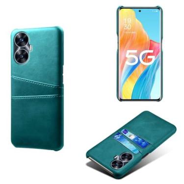Imagem de Capas Compatível com OPPO Realme C55,tampa protetora de couro falso,design de saco de cartão com 2 fendas de cartão atrás,proteção anti-impressão digital e anti-gota-Green