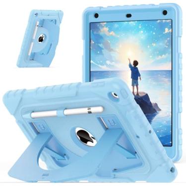 Imagem de OKP Capa infantil para iPad 9ª/8ª/7ª geração 10,2 polegadas (2021/2020/2019), capa protetora resistente para iPad 9, 8, 7ª geração com suporte embutido, suporte de lápis para crianças, meninas,