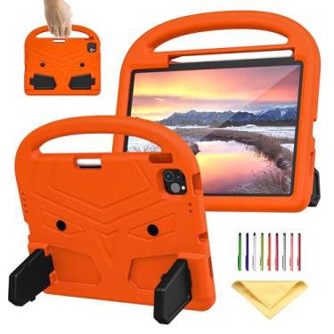 Imagem de UUcovers Capa infantil para iPad Air 11 polegadas M2 (2024) - Air 6ª geração e iPad Pro 11 polegadas M4 2024 (5ª geração) com suporte/porta-lápis/alça leve de EVA macio à prova de choque, laranja