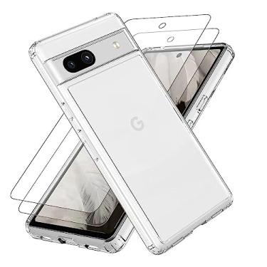 Imagem de Jilivock Capa para celular Google Pixel 7a com 2 protetores de tela de vidro temperado, capas laterais de silicone e capa traseira rígida de policarbonato, absorção de choque e capa antiarranhões