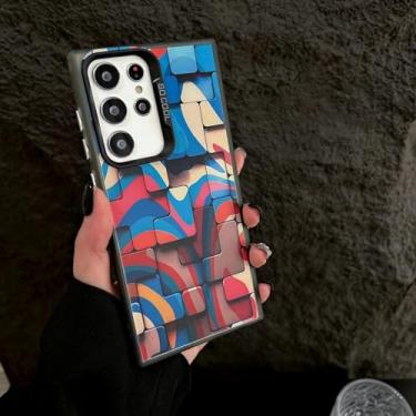 Imagem de MVVKKY para Samsung A56 Luxury Colorful Block Phone Case Pc Plating Cover (para Samsung A56/Black CaiMoF)