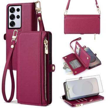 Imagem de Asuwish Capa de telefone para Samsung Galaxy S25 Ultra 5G carteira com zíper com protetor de tela e alça de pulso slot para cartão flip acessórios para celular S25Ultra 25S S 25 25Ultra 6.9 2025