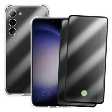 Imagem de Kit Capa + 2 Películas de Privacidade 3D para Samsung Galaxy S23 5G | Anti-Impacto | Transparente | Capinha Transparente + Película Anti Espião Para Samsung Galaxy S23