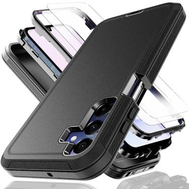 Imagem de KaiMai Capa para Galaxy A15 5G com filme à prova de explosão [2 unidades], 3 em 1 à prova de choque TPU rígido PC bumper à prova de quedas para Samsung Galaxy A15 5G, preta