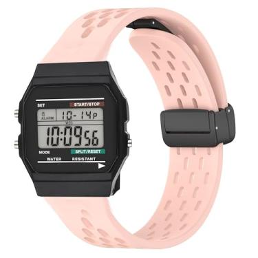 Imagem de Pulseira de relógio W-218H, Lamshaw Pulseira substituível de silicone respirável de liberação rápida de 18 mm compatível com Casio W-217H, W-218H, W-219H, F-91W, A158WA, A168WA, A700W-1, A700WM-9