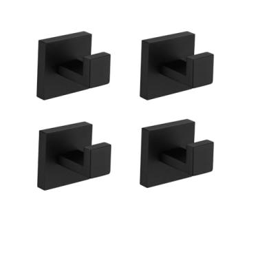 Imagem de Conjunto de banheiro preto fosco - Toalheiro de aço inoxidável 304 - Kit com 4 ganchos