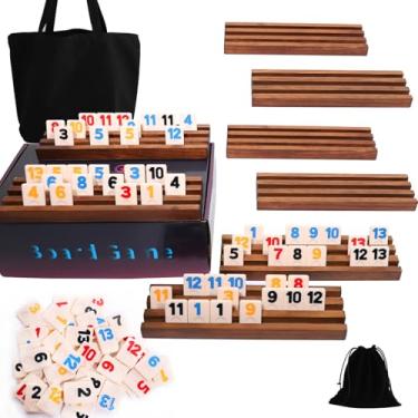 Imagem de Wahartoly Rummy Cube Game Original - Rummy Cube Game 2-4 Players with 106 Tiles and 4 Wooden Racks - Classic Board Games for Family and Party