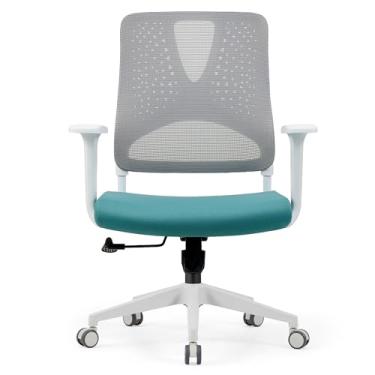 Imagem de Cadeira de Escritório Giratória, Altura Ajustável, Encosto em Tela Mesh,Com Roda Silenciosa (Branco)