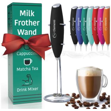 Imagem de Mixer Espumador de Leite á Bateria, Aço Inoxidável, ELEMENTI E 5001 B, Preto