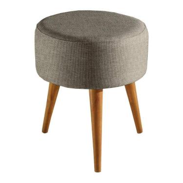 Imagem de Puff Em Linho Redondo Cleo Linho Cinza