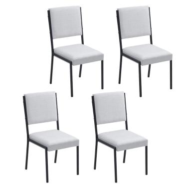 Imagem de Conjunto 4 Cadeiras para Sala de Jantar Lisboa Cinza / Preto