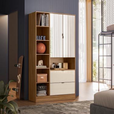 Imagem de Armário Multiuso com Espelho Joy Amêndola Touch Off White Demóbile