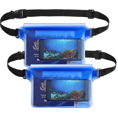 Imagem de Venterior Bolsa impermeável com 2 unidades com alça de cintura ajustável – mantenha sua carteira de telefone segura e seca – bolsa seca para passeios de barco, natação, snorkeling, pesca, vela, praia