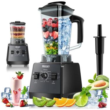 Imagem de Liquidificador Profissional 2 Litros com 2 Recipientes e Triturador de Gelo, 110V 1000W, PRASKY, Preto