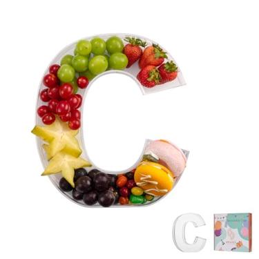 Imagem de Bandeja de charcutaria de acrílico com letras e números de 28 cm – Caixa de alfabeto reutilizável preenchível para doces, lanches, cupcakes – Travessa de servir para aniversário, casamento, festa de