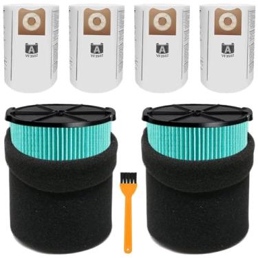 Imagem de Pacote com 2 filtros Vf6000 para Ridgid Shop Vac 5-20 galões e também serve para Husky Vacuum de 6 a 9 galões com 4 pacotes Vf3502 sacos de substituição para aspirador de pó Ridgid Shop e 2 pacotes de