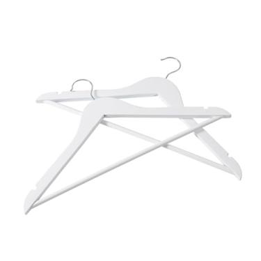 Imagem de Aueabc Pacote com 20 cabides de madeira branca com barra redonda e gancho giratório de 360° para pendurar camisas, jaquetas e calças