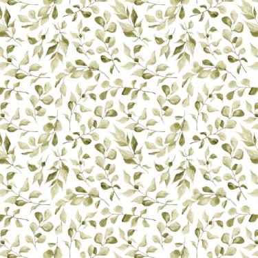 Imagem de Papel De Parede Adesivo Verde Aquarela Folhas Ramos 3m