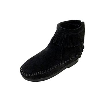 Imagem de Bota com z per Minnetonka nas costas (infantil/crian a pequena/crian a grande), Preto, 4 Big Kid