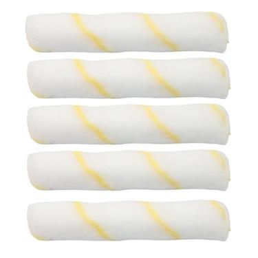 Imagem de PZRT 5 peças mini escova de rolo sem saída faixa amarela fio de algodão acessório de rolo de polegar 15 cm suporte de rolo de dedo para trabalhos de pintura acessório de substituição suprimentos de