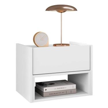 Imagem de Mesa De Cabeceira Suspensa Florença 1 Gaveta Branco - Casa D Branco