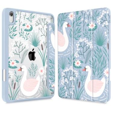 Imagem de Tuiklol Capa transparente para iPad mini 7 (A17 Pro 7ª geração) 2024 / iPad mini 6 (6ª geração) 2021 de 8,3 polegadas, suporte de lápis embutido, capa traseira transparente e fina para despertar