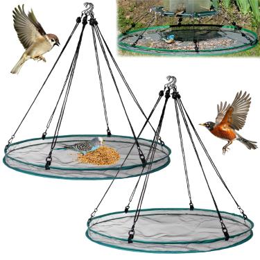 Imagem de LOYORTY 2 coletores de sementes de pássaros para plataforma de alimentador de pássaros pendurados, coletor de sementes de pássaros para comedouros ao ar livre, bandejas grandes para alimentadores de