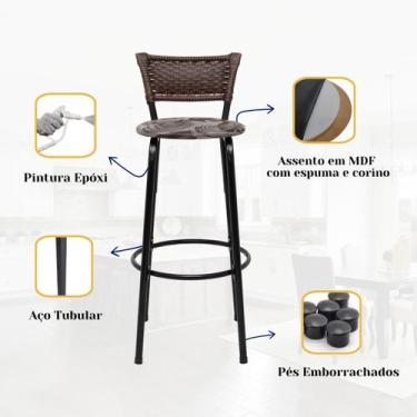 Imagem de Banqueta Cadeira Banco Alta Para Cozinha Gourmet Balcão Bancada Área G