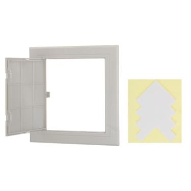 Imagem de PATIKIL Painel de acesso para drywall 20 x 20 cm, 1 conjunto de plástico ABS capa de orifício de parede porta de acesso com fita dupla face para teto de parede elétrica, cinza