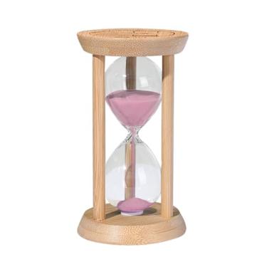 Imagem de Temporizador de areia de madeira, ampulheta de 2 minutos, mini temporizador de ampulheta de bambu de 2 minutos, relógio de areia inquebrável para temporizador de escova de dentes, jogo, presente, rosa