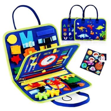 Imagem de Bolsa Maleta Pasta Infantil Montessori Pedagógica Azul
