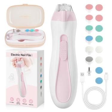 Imagem de Lixa de unhas elétrica para bebês Prolixity 15 em 1 com rosa claro