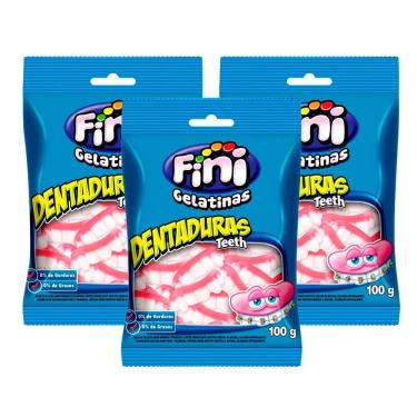 Imagem de Balas de Gelatina Fini Dentaduras 100g | Kit com três unidades