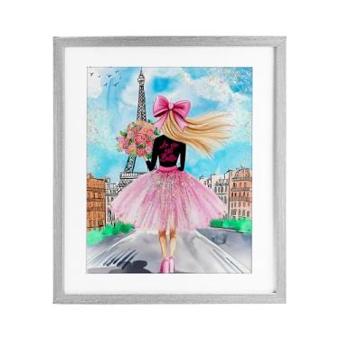 Imagem de Stupell Industries Impressão emoldurada parisiense Fashionista & Bouquet cinza design sob vidro por Jess Stempel, 40 x 33