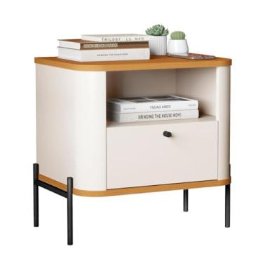 Imagem de Mesa de Cabeceira Tucupí Slim 1 Gaveta Off White/Nature/Preto - JB Bechara