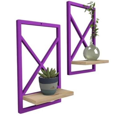 Imagem de Prateleira Estilo Industrial 23x37 cm modelo Quadro - Ideal para Sala, Quarto, Cozinha e Banheiro(LILAS 23 x 37cm,1)