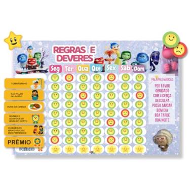 Imagem de Quadro De Rotina Diária Infantil Incentivo Filme das Emoções