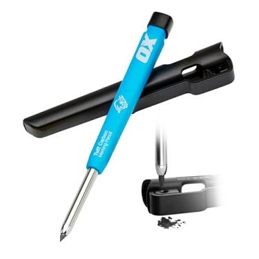Imagem de OX Lápis de marcação de carbono Tools Pro Tuff com suporte, apontador e clipe de cinto - Lapiseira resistente ideal para carpinteiros, marcenaria e construção, OX-P503201
