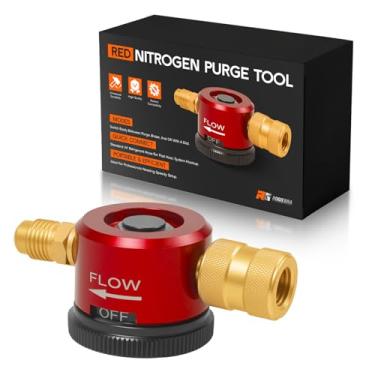 Imagem de Ferramenta de purga de nitrogênio atualizada para HVAC, regulador de nitrogênio ajustável com modos PURGE & BRAZE, encaixe de alargamento de 1/10.2 cm, 50-200 PSI, corpo de latão durável (vermelho