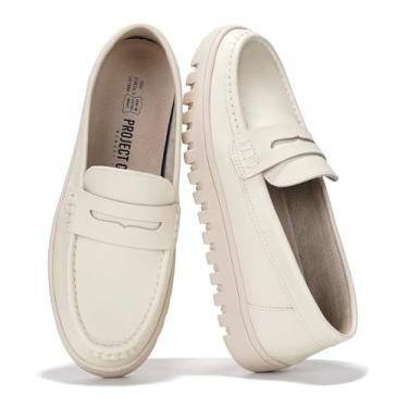 Imagem de Project Cloud Mocassins Femininos De Couro Legítimo - Sapatos De Trabalho Antiderrapantes Calçados Femininos Com Palmilha De Espuma De Memória - Sapatos Leves E Flexíveis Para Todas As Estações (Fil