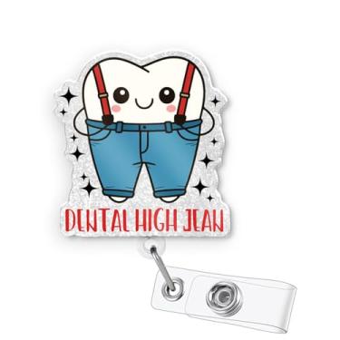 Imagem de AZGUAMI Carretel de crachá dentário engraçado – Porta-crachá de identificação retrátil fofo com clipe jacaré presentes para higiene dental, assistente de higiene dental, estudante dentista, acessórios