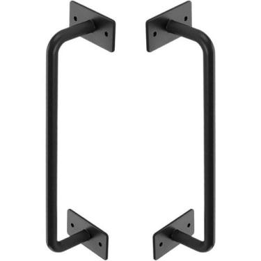 Imagem de Puxador Duplo Colonial Industrial  Rancho Sitio Aço Cratus Preto Fosco