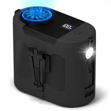 Imagem de Ventilador de cintura portátil de 10000 mAh, bateria recarregável, tempo máximo de execução de 40H, 5 velocidades 16000RPM fluxo de ar forte, ventilador de pescoço com as mãos livres, ventilador de