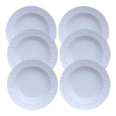 Imagem de Conjunto 6 Pratos Fundos Sopa Tassel Relevo Porcelana Germer