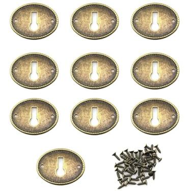 Imagem de Lind Kitchen 10 peças de capa oval de liga de zinco, elementos decorativos, tampa de porta de borda de 35 x 27 mm, adequada para penteadeira, armário, estantes de livros, gaveta de mesa